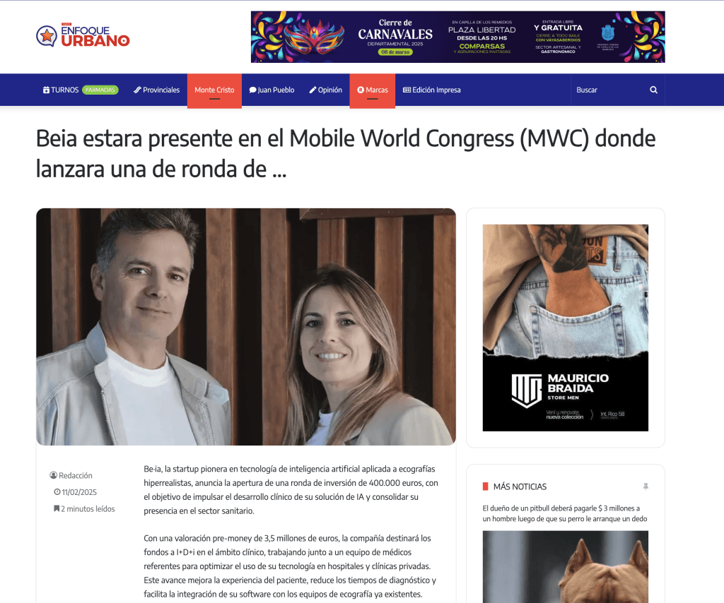 Beia participará en el Mobile World Congress 2025 para presentar su innovadora tecnología de ecografías hiperrealistas